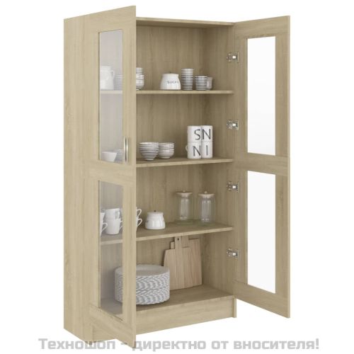 Шкаф витрина, дъб сонома, 82,5x30,5x150 см, ПДЧ