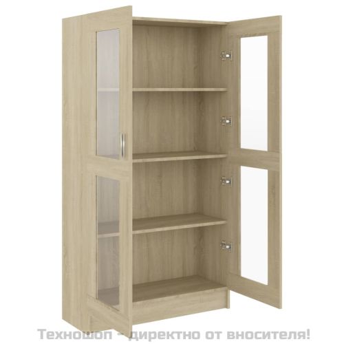 Шкаф витрина, дъб сонома, 82,5x30,5x150 см, ПДЧ