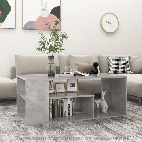 Маса за кафе, бетонно сива, 100x50x40 см, инженерно дърво