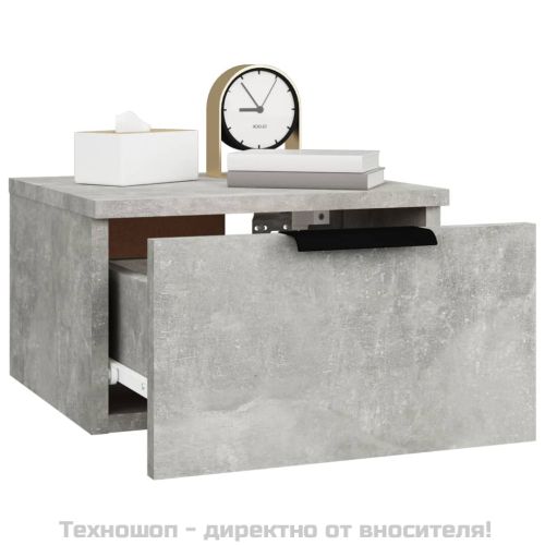 Нощни шкафчета за стенен монтаж 2 бр бетонно сиви 34x30x20 см