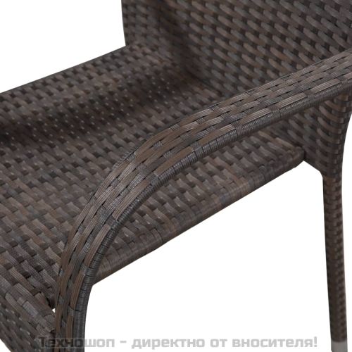 Стифиращи външни столове, 2 бр, полиратан, кафяви