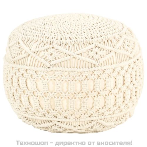 Ръчно изработен пуф в макраме, 45x30 см, памук
