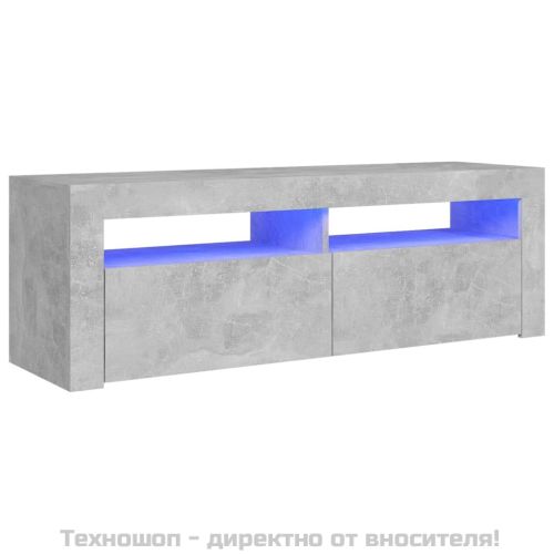 ТВ шкаф с LED осветление, бетонно сив, 120x35x40 см