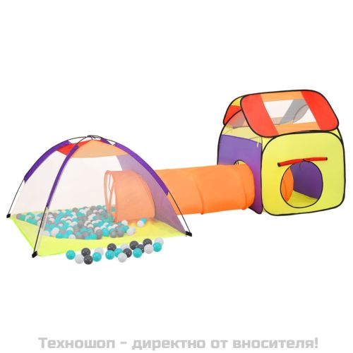 Детска палатка за игра с 250 многоцветни топки 338x123x111 см