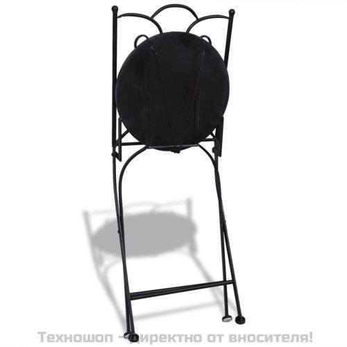 Сгъваеми бистро столове, 2 бр, мозайка, синьо и бяло
