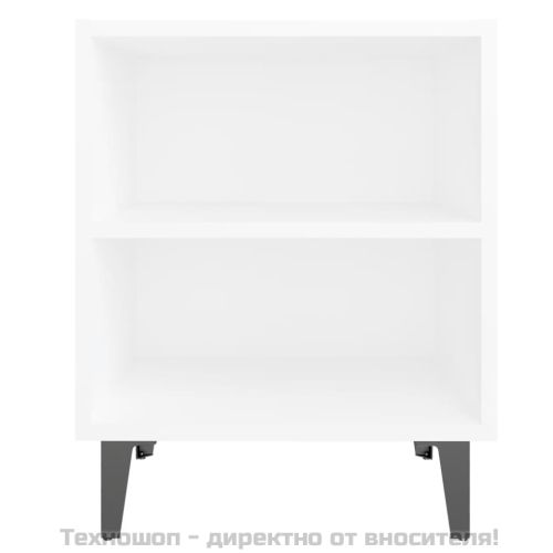 Нощно шкафче с метални крака, бяло, 40x30x50 см