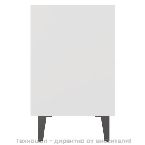 Нощно шкафче с метални крака, бяло, 40x30x50 см