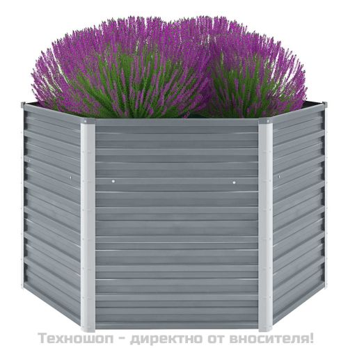 Градинска висока леха поцинкована стомана 129x129x77 см сива