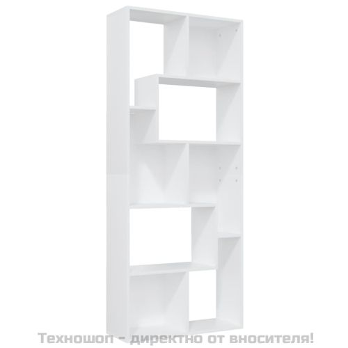 Шкаф библиотека, бял, 67x24x161 см, инженерно дърво