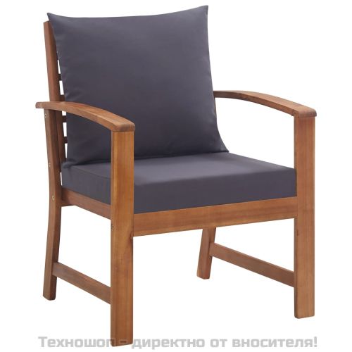 Градински комплект с възглавници, 4 части, акациево дърво масив