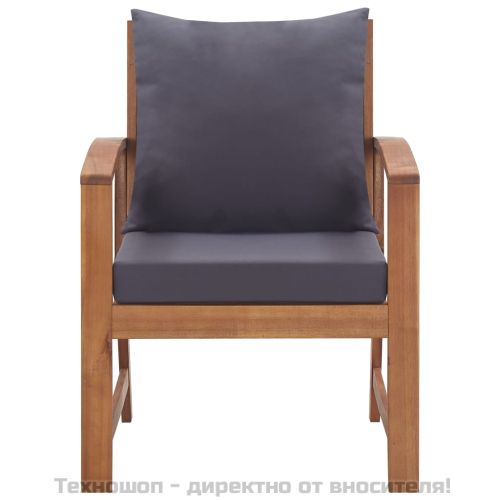 Градински комплект с възглавници, 4 части, акациево дърво масив