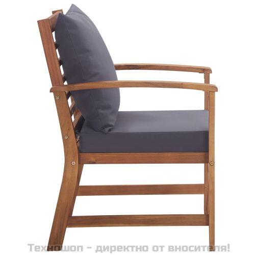 Градински комплект с възглавници, 4 части, акациево дърво масив