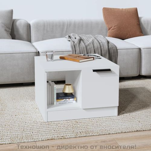 Кафе маса, бяла, 50x50x36 см, инженерно дърво