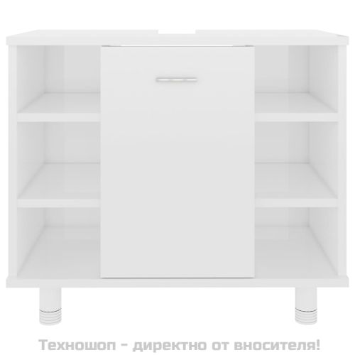 Шкаф за баня, бял гланц, 60x32x53,5 см, инженерно дърво