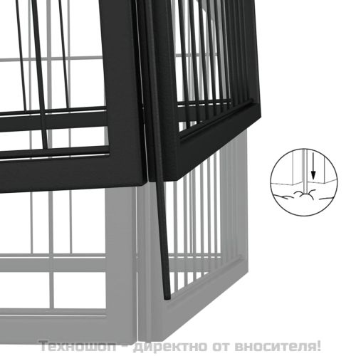 Заграждение за куче 4 панела черно 100x50 см прахово боядисано
