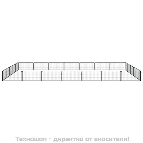 Заграждение за куче черно 24 панела 100x50 см прахово боядисано