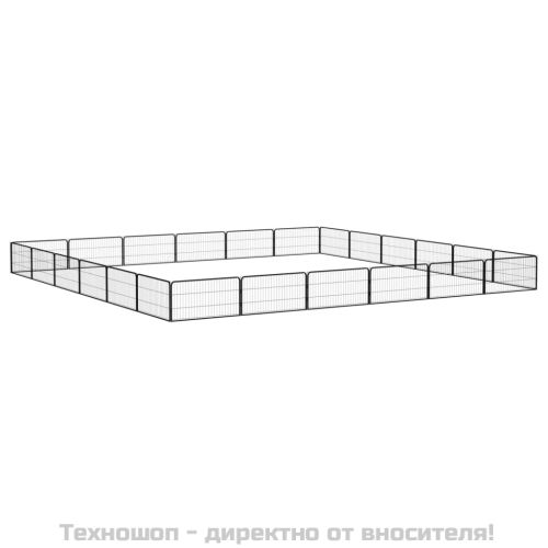 Заграждение за куче черно 24 панела 100x50 см прахово боядисано
