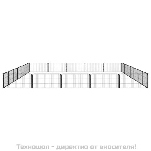 Заграждение за куче черно 24 панела 100x50 см прахово боядисано