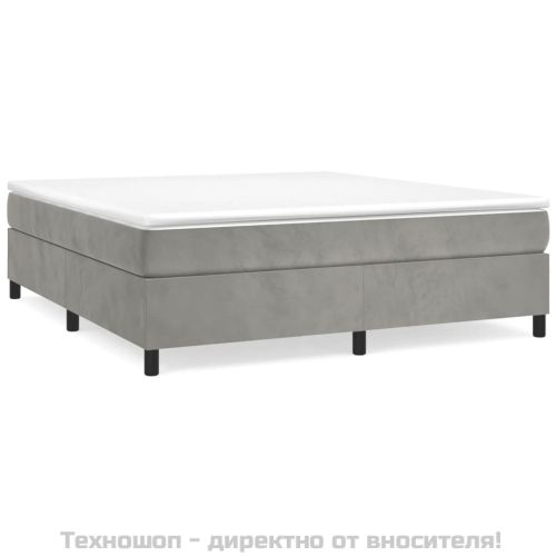 Боксспринг легло с матрак, светлосиво, 200x200 см, кадифе