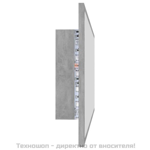 LED огледало за баня, бетонно сиво, 100x8,5x37 см, акрил