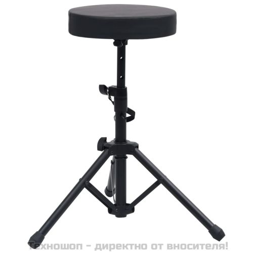 Регулируема табуретка за барабан, черна, кръгла