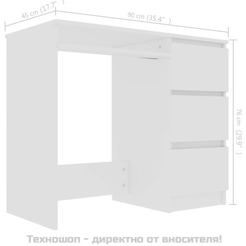 Бюро, бяло, 90x45x76 см, инженерно дърво