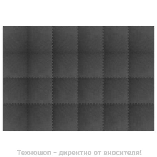 Постелки за под 24 бр 8,64 м² EVA пяна черни