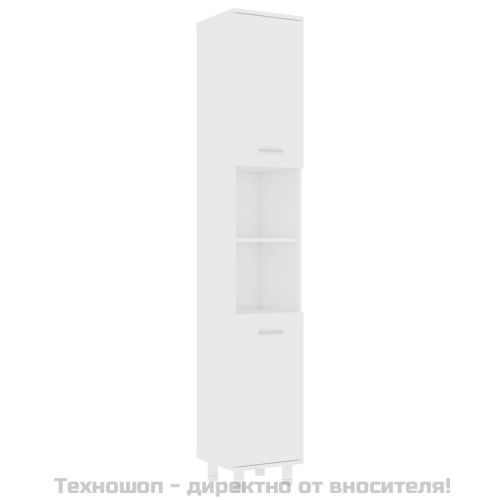 Шкаф за баня, бял, 30x30x179 см, инженерно дърво