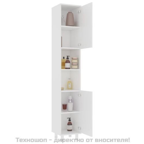 Шкаф за баня, бял, 30x30x179 см, инженерно дърво