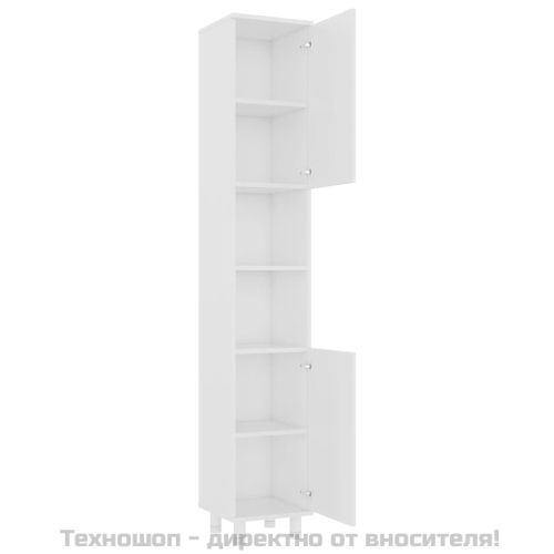 Шкаф за баня, бял, 30x30x179 см, инженерно дърво
