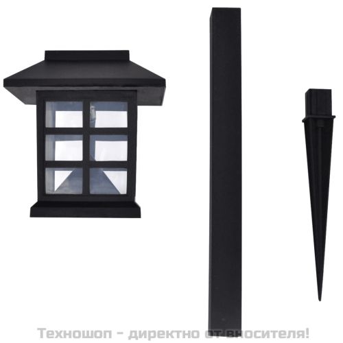 Комплект соларни градински LED лампи с клин, 8.6 х 8.6 х 38 см – 12 бр