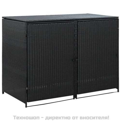 Двоен навес за подвижни кофи за смет, полиратан, 148x80x111 cм