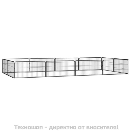 Заграждение за куче черно 12 панела 100x50 см прахово боядисано