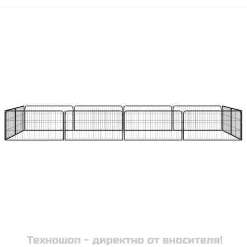 Заграждение за куче черно 12 панела 100x50 см прахово боядисано