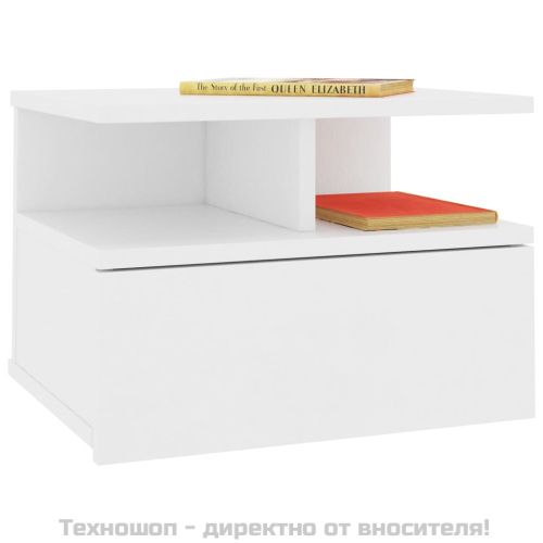Нощно шкафче за стена, бяло, 40x31x27 см, инженерно дърво
