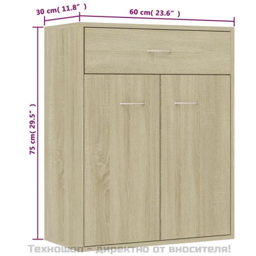 Бюфет, дъб сонома, 60x30x75 см, инженерно дърво