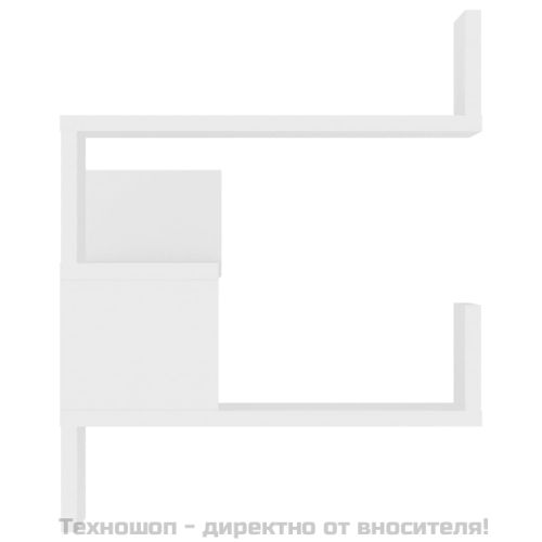 Стенен ъглов рафт, бял, 40x40x50 см, инженерно дърво