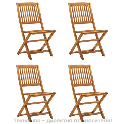 Сгъваеми градински столове, 4 бр, акация масив