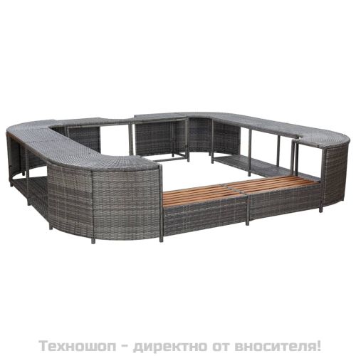 Квадратен спа съраунд, сив, 268x268x55 см, полиратан