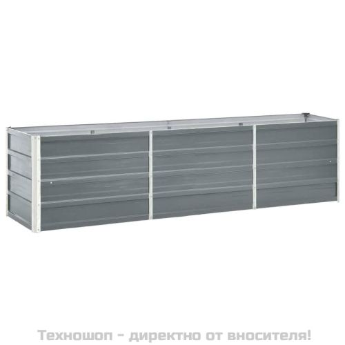 Градинска висока леха поцинкована стомана 240x40x45 см сива