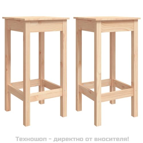 Бар столове 2 бр 40x40x78 см борово дърво масив