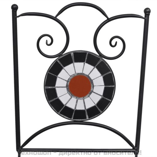 Сгъваеми бистро столове, 2 бр, мозайка, теракота и бяло