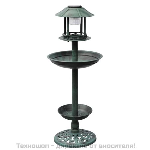 Вана/хранилка за птици със соларна лампа