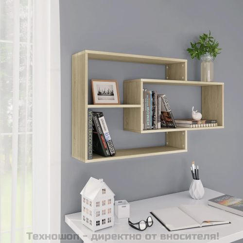 Стенни рафтове, дъб сонома, 104x20x58,5 см, инженерно дърво