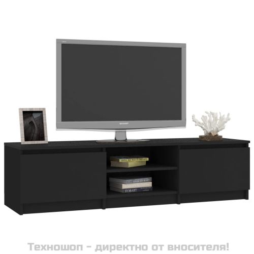 ТВ шкаф, черен, 140x40x35,5 см, инженерно дърво