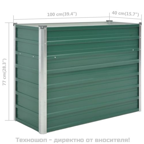 Градинска висока леха поцинкована стомана 100x40x77 см зелена