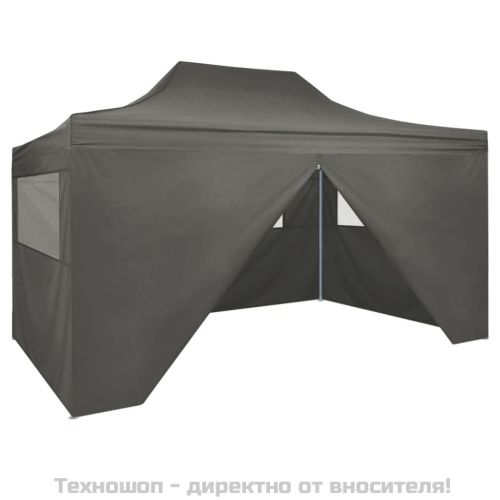 Сгъваема шатра с 4 странични стени, 3х4,5 м, антрацит