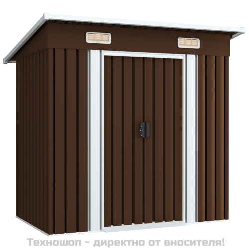 Градинска барака за съхранение, кафява, 194x121x181 см, стомана