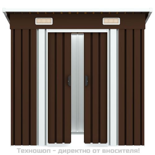 Градинска барака за съхранение, кафява, 194x121x181 см, стомана