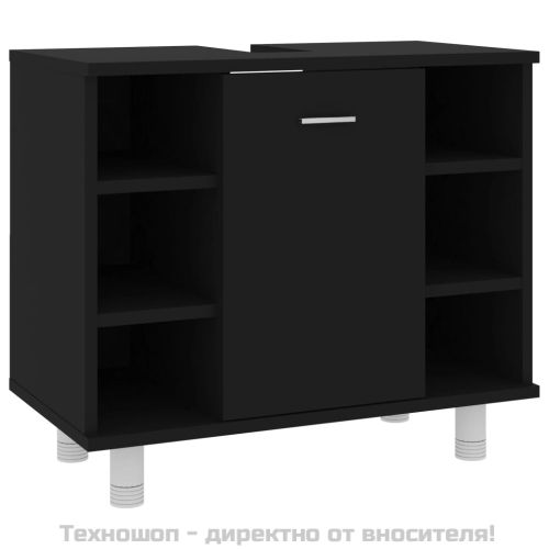 Шкаф за баня, черен, 60x32x53,5 см, инженерно дърво